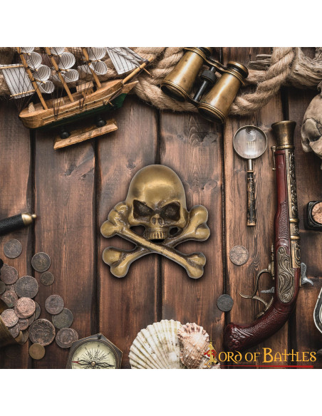 Brass pirate skull patch for LARP Brass pirate skull patch for LARP