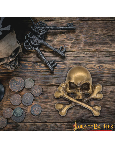 Brass pirate skull patch for LARP Brass pirate skull patch for LARP