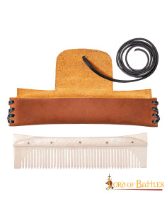 Medieval bone comb with sheath included