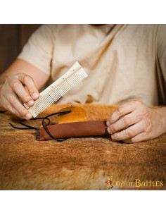 Medieval bone comb with sheath included 2