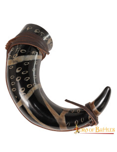 Drinking horn with leather cord