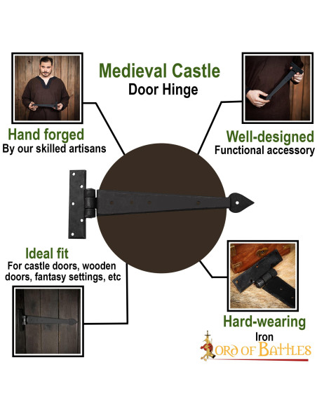 Wrought iron medieval door hinge