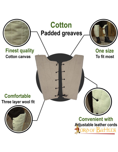 Padded medieval greaves, dark brown