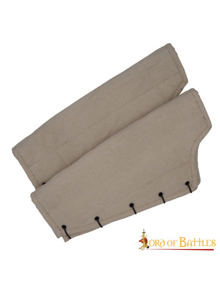 Padded medieval greaves, dark brown