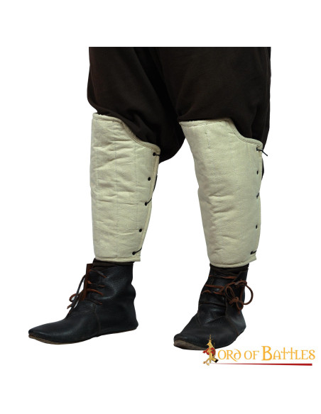 Padded medieval greaves, dark brown
