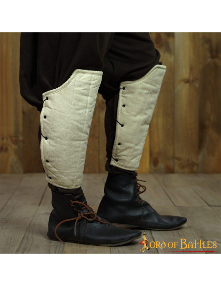 Padded medieval greaves, dark brown