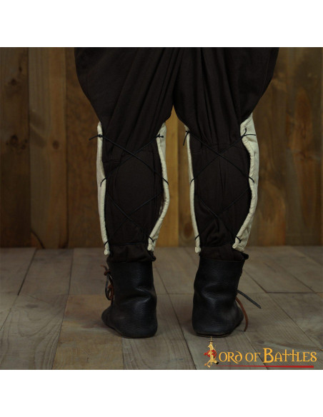 Padded medieval greaves, dark brown