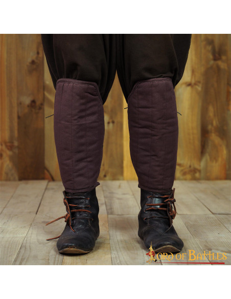 Padded medieval greaves, brown