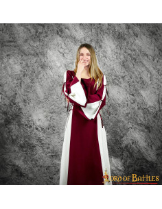 Zuria woman's medieval dress, two-tone maroon-crude 2