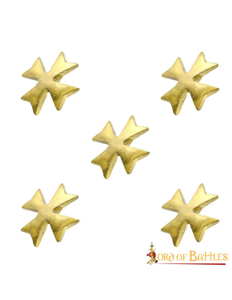 Set of 5 Solid Brass Templar Crosses