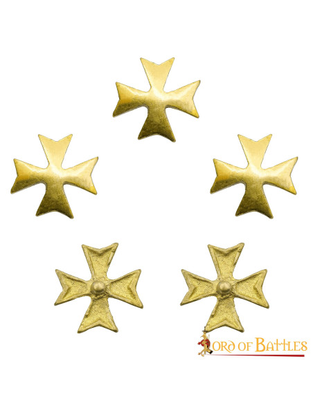 Set of 5 Solid Brass Templar Crosses
