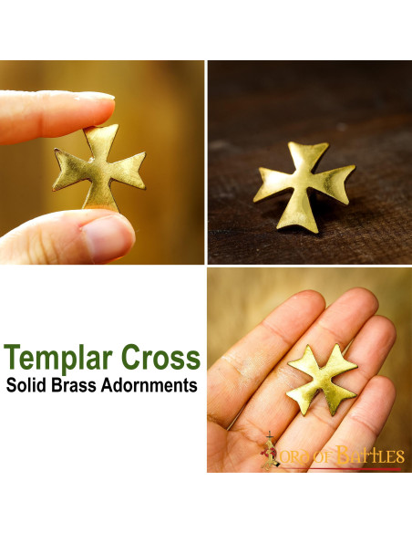 Set of 5 Solid Brass Templar Crosses