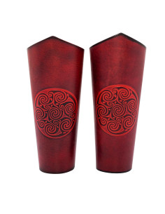 Celtic spiral bracelets in embossed leather, red 2