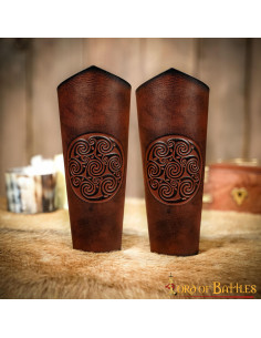Celtic spiral bracelets in brown embossed leather