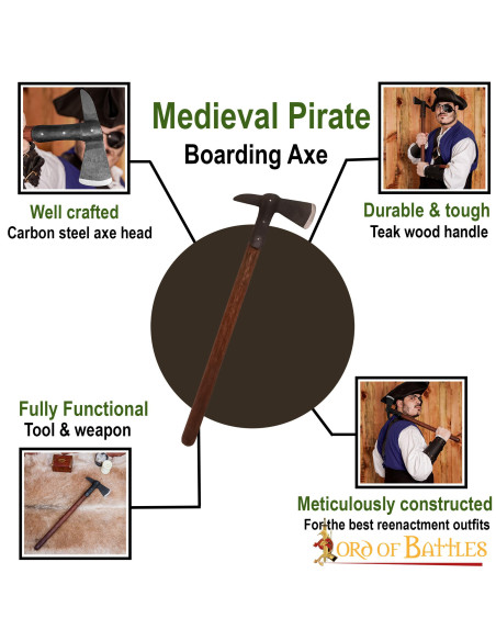 Pirate boarding ax with carbon steel...