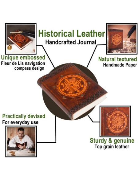 Fleur de Lis Logbook, leather