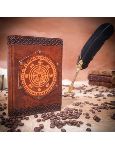 Fleur de Lis Logbook, leather