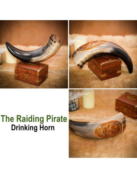 Pirate Raider drinking horn with skull