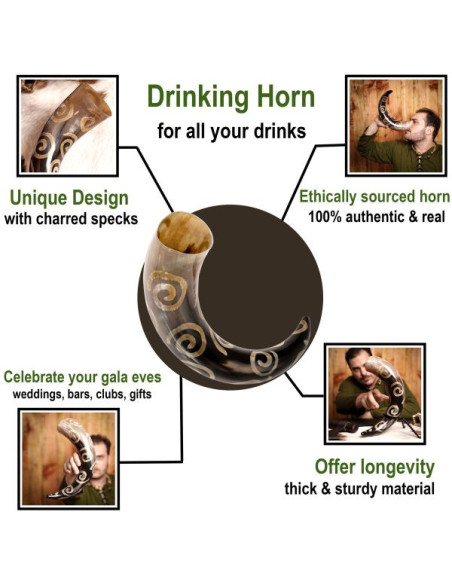 Drinking horn charred spiral designs