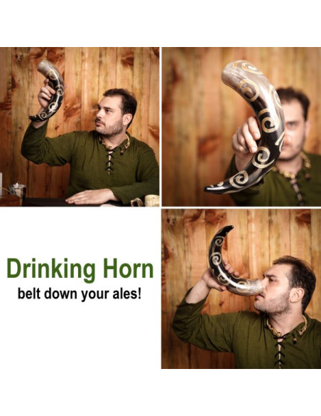 Drinking horn charred spiral designs
