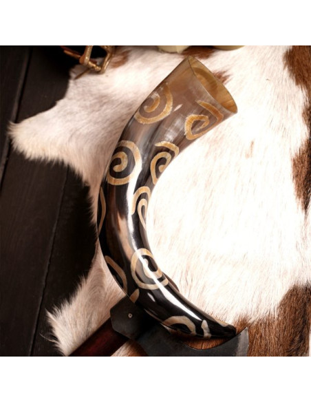 Drinking horn charred spiral designs