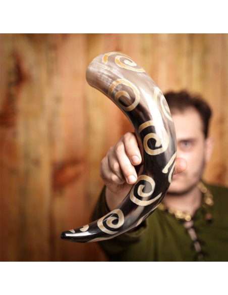 Drinking horn charred spiral designs