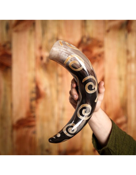 Drinking horn charred spiral designs