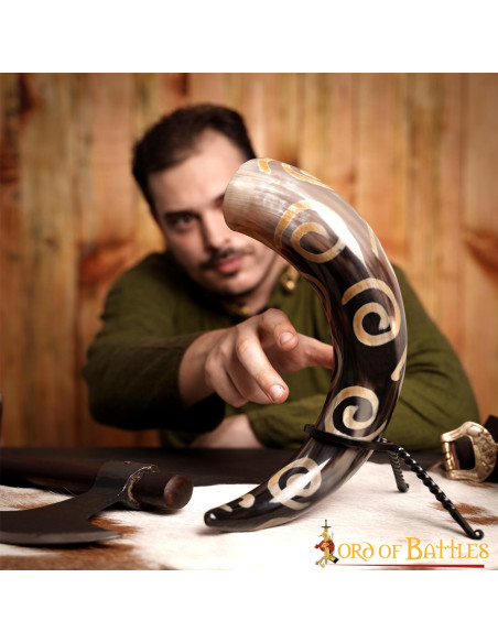 Drinking horn charred spiral designs