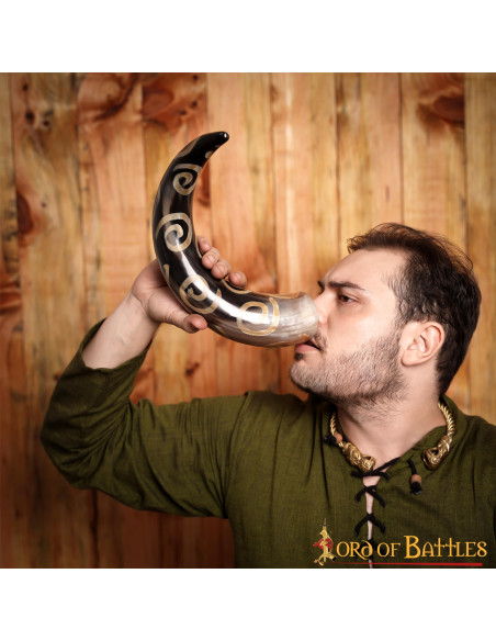 Drinking horn charred spiral designs