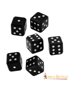 Pack 6 horn dice with embedded pips