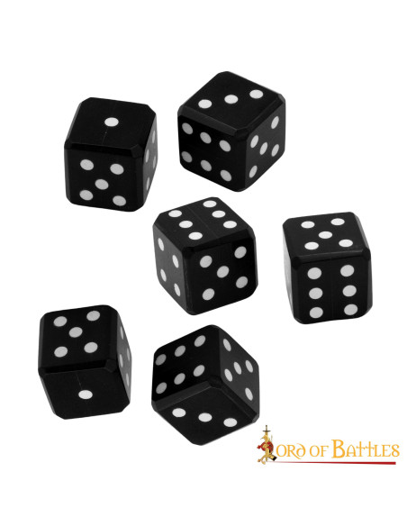 Pack 6 horn dice with embedded pips