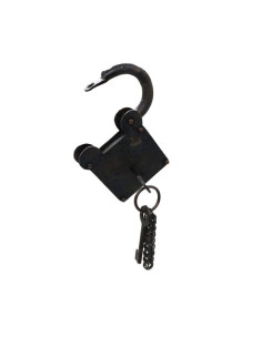 Square medieval padlock with keys, wrought iron 2