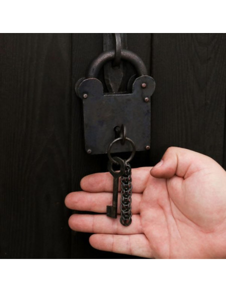 Square medieval padlock with keys,... Square medieval padlock with keys,...