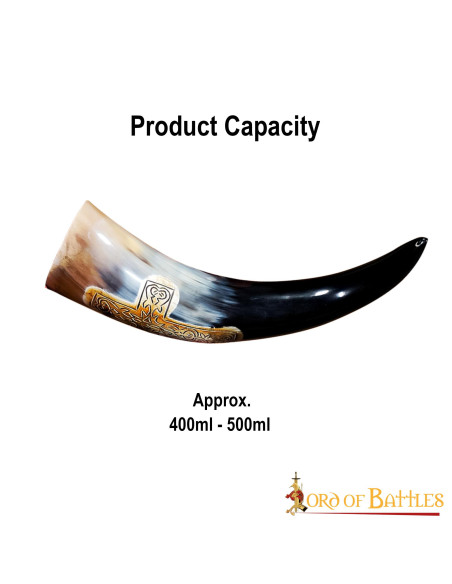 Viking horn with engraved cross,...