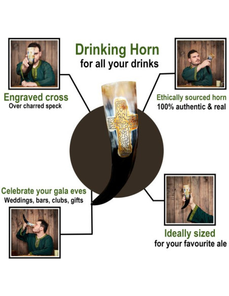 Viking horn with engraved cross,...