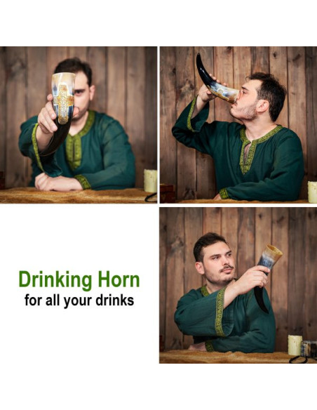 Viking horn with engraved cross,...