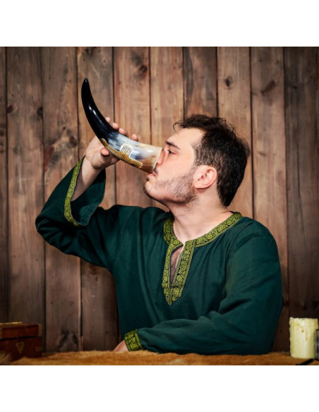 Viking horn with engraved cross,...