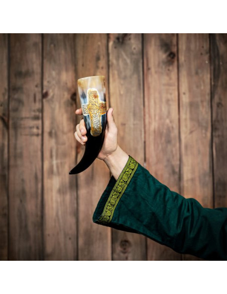 Viking horn with engraved cross,...