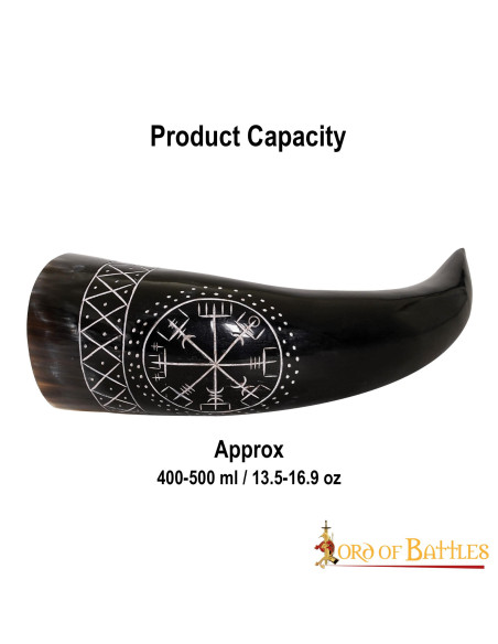 Viking Vegvisir Horn in Ox Leather