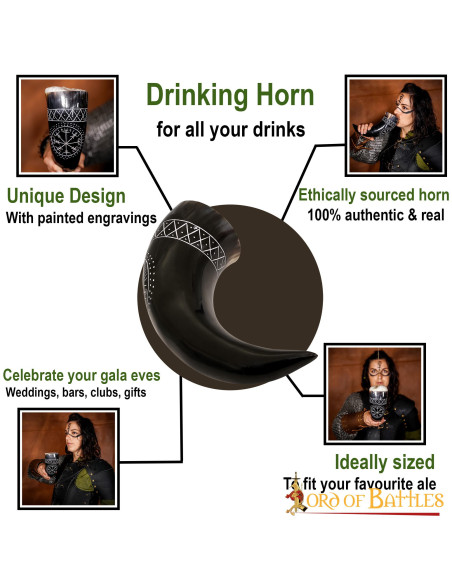 Viking Vegvisir Horn in Ox Leather