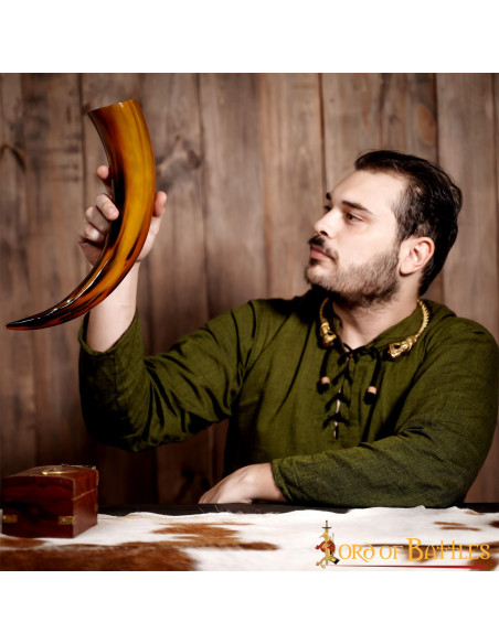 Glossy textured drinking horn,...