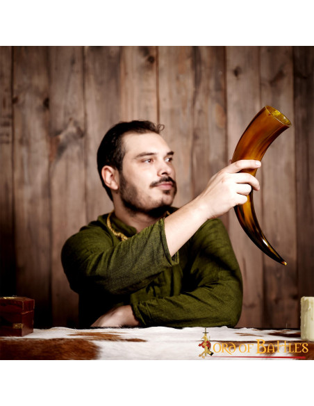 Glossy textured drinking horn,...