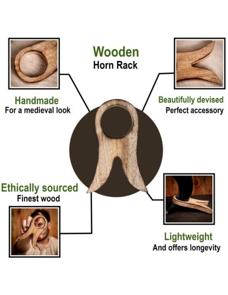 Wooden support for horn, 16 cm.