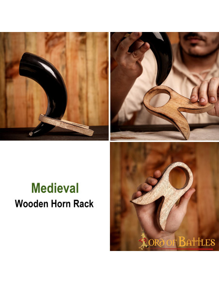 Wooden support for horn, 16 cm.