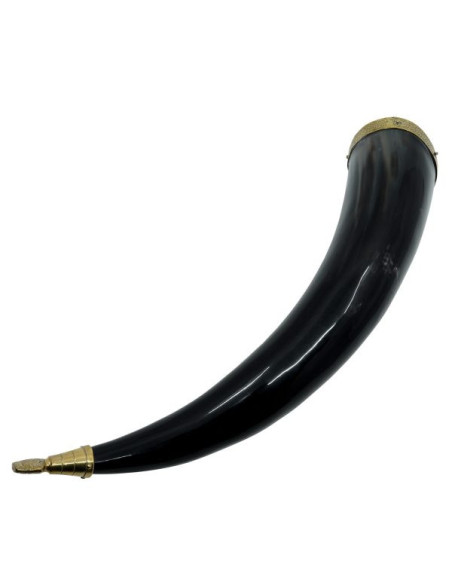 Viking drinking horn with brass...