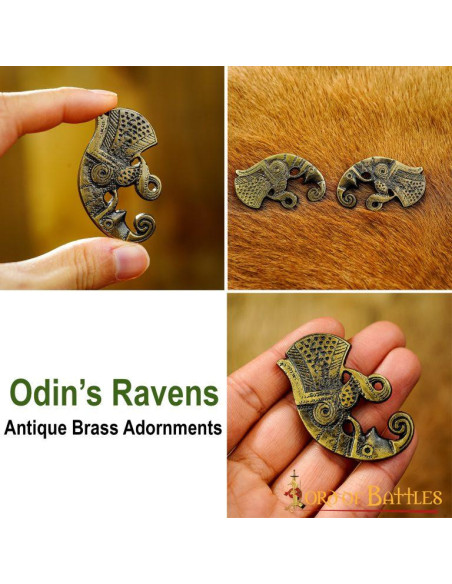 Antique Brass Ravens with Paired Mounts