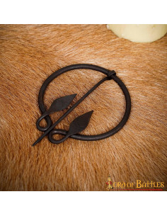 Medieval cloak brooch with leaf-shaped ends