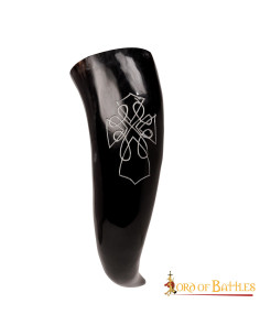 Ox Horn for Drinking with Engraved Nordic Design