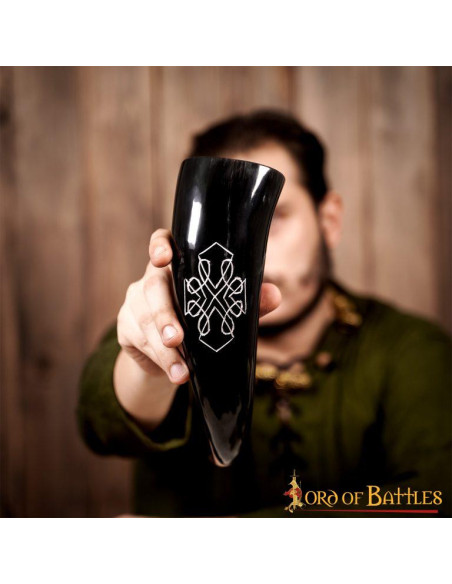 Ox Horn for Drinking with Engraved...