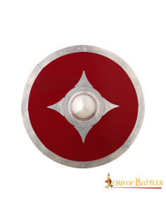Viking red wooden combat shield